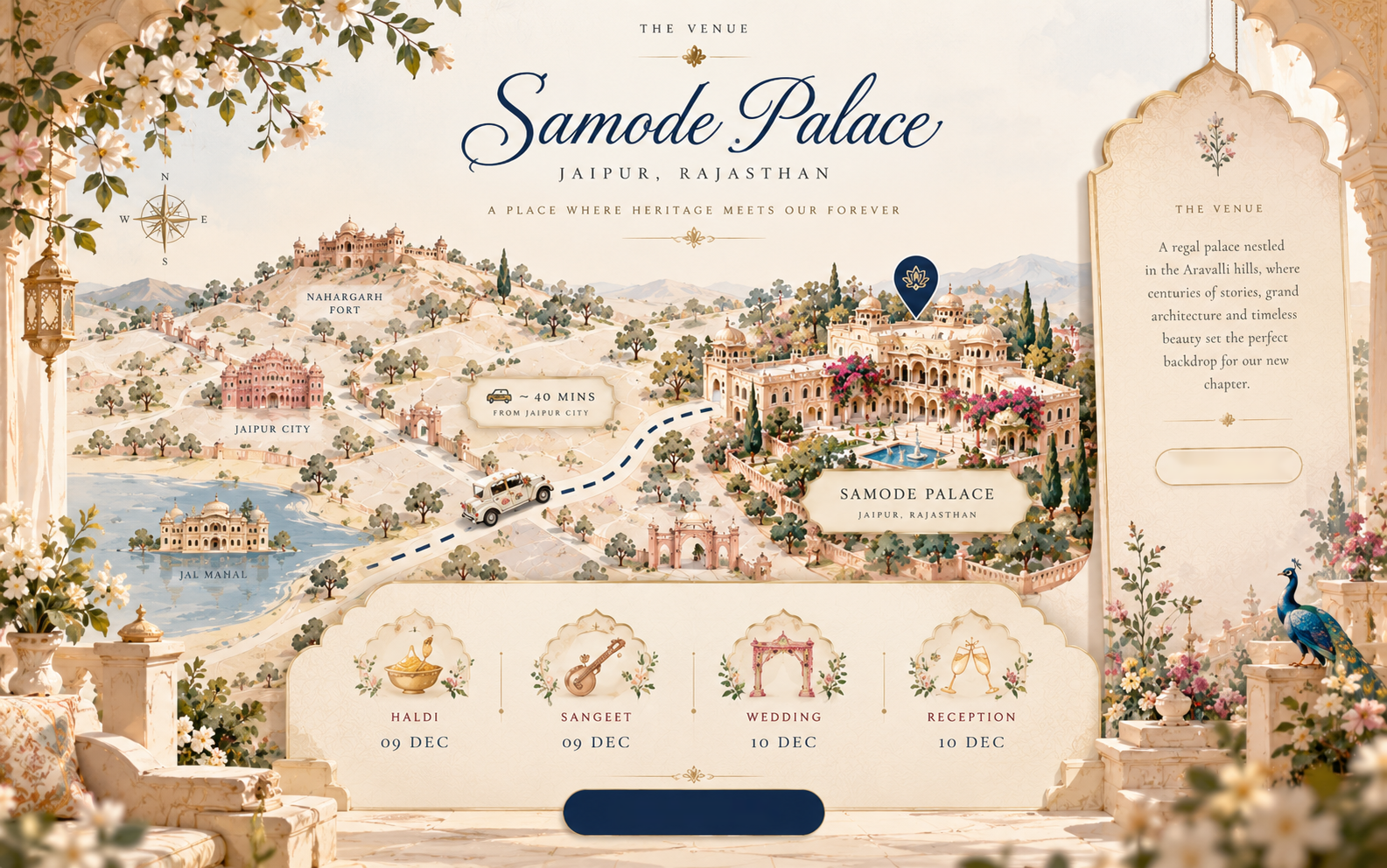The venue: Samode Palace, Jaipur, Rajasthan